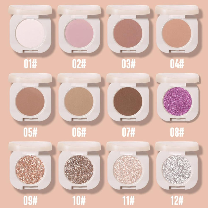 Single Purple Shimmer Sparkly Eyeshadow,Bright High Pigment Intense Monochrome Eye Shadow,Apply Makeup Easily,Glitter Pressed Powder Single Eyeshadow,24 Hour Eye Makeup Longwear Waterproof,Blendable