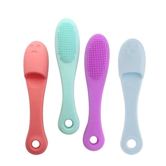 4 Pieces Pore Brush, Silicone Nose Silicones Lip Brush, Soft Silicone Bristles, Finger Nose Brushs, Gentle and Effective Facial Care, for Blackhead Removal and Pore Cleansing, All Lip/Skin Types