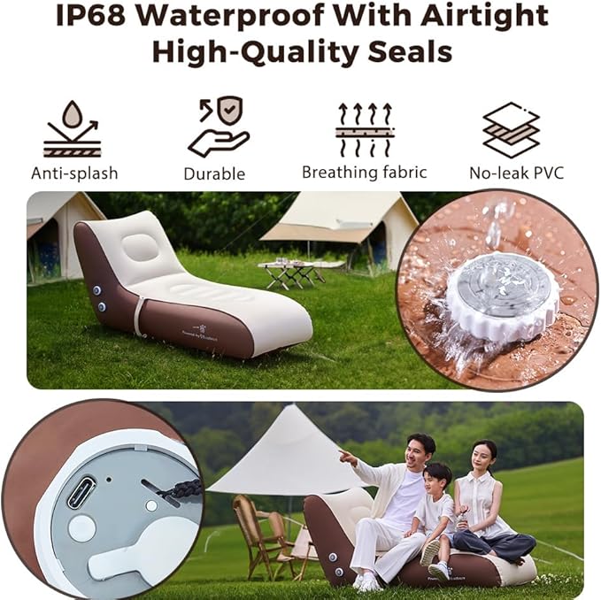 Auto-Inflatable Lounger Air Sofa with Built in Air Pump, Inflatable Beach Lounger Also auto Deflate, Waterproof Inflatable Couch Camping Chair Hammock for Hiking Backyard Travel Beach Park Picnics