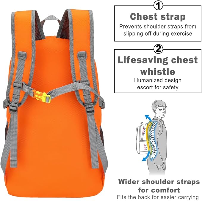 WEREWOLVES 20/35L Lightweight Hiking Backpack, Ultralight Water Resistant Packable Daypack for Women Men