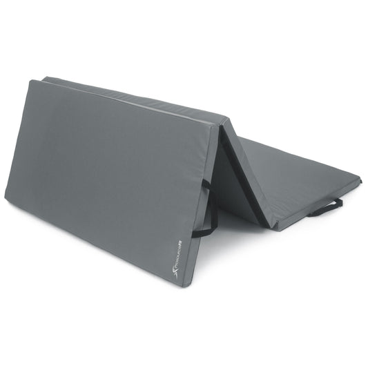 ProSource Tri-Fold Folding Thick Exercise Mat 6’x4’ with Carrying Handles for Tumbling, Martial Arts, Gymnastics, Stretching, Core Workouts, Grey