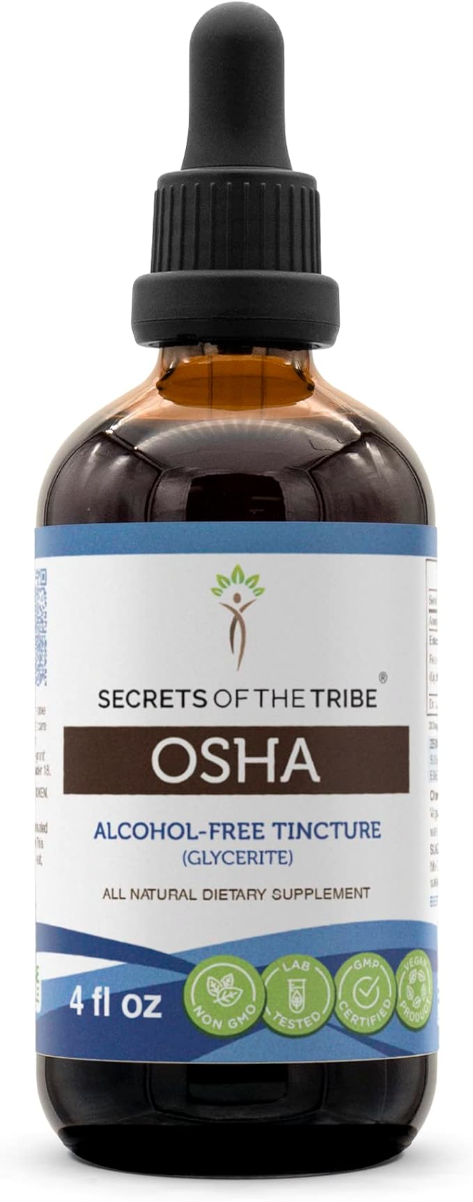 Secrets of the Tribe OSHA Alcohol-Free Liquid Extract, Responsibly farmed OSHA (Ligusticum porteri) Dried Root 4 FL OZ