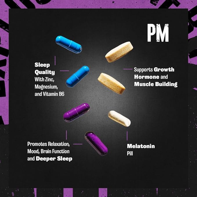 Animal PM - Sleep Aid for Adults Non-Habit Forming Relaxation Enhancer and Mood Support with Melatonin, L-Theanine, Zylaria, Zinc, Magnesium, Vitamin B6, GABA + AKG Anabolic Stack Supply, 30 Count