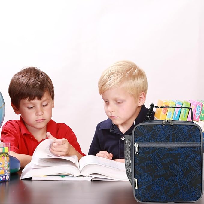 Lunch Box for Kids Boys Girls Men Women, Insulated Small Soft Cooler Lunch Bag Kit for School Work Picnic Travel - Reusable Portable lunchbox, Bricks
