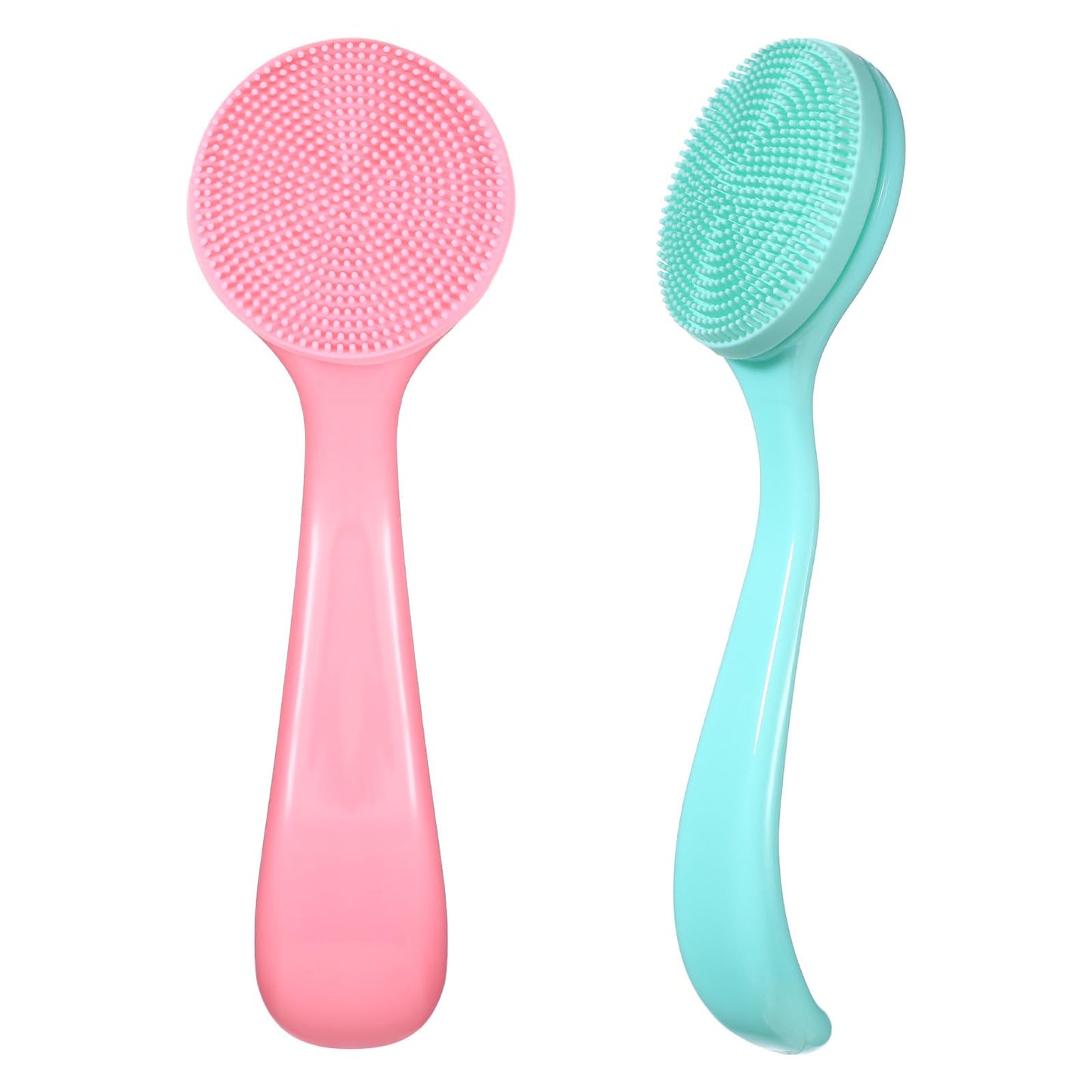 2 Pcs Silicone Manual Facial Cleansing Brush Soft Face Scrubber Exfoliating Brush Waterproof Face Cleaning Scrubber Exfoliator Cleanser for Blackheads Makeup Residues Removal(Pink, Blue)