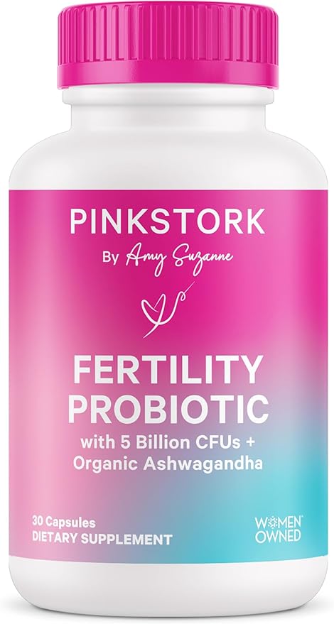 Pink Stork Fertility Support Probiotics for Women with Ashwagandha for Vaginal Health, Conception, pH Balance, Hormone Balance, and Gut Flora, Fertility Supplements for Women, 30 Capsules