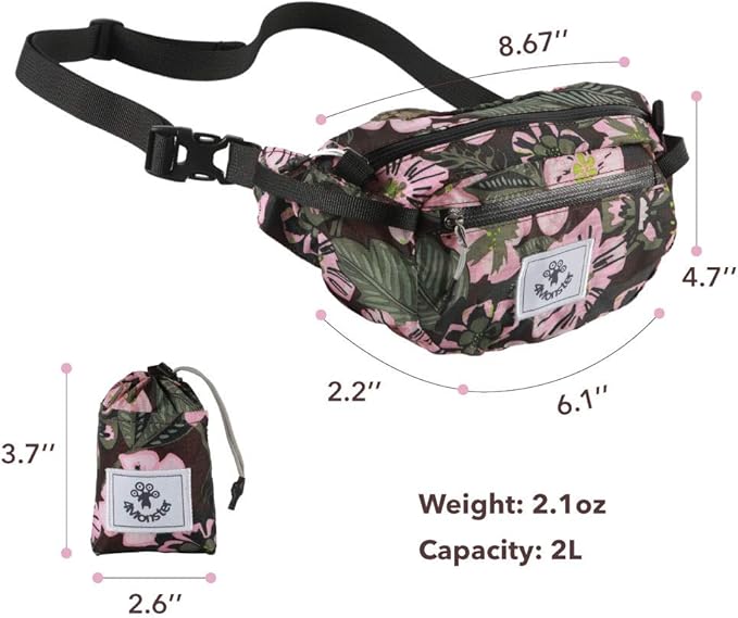 4Monster Hiking Waist Packs Portable,Water Resistant Fanny Bag with Adjustable Strap,Lightweight Crossbody Chest Bag Slim Bag