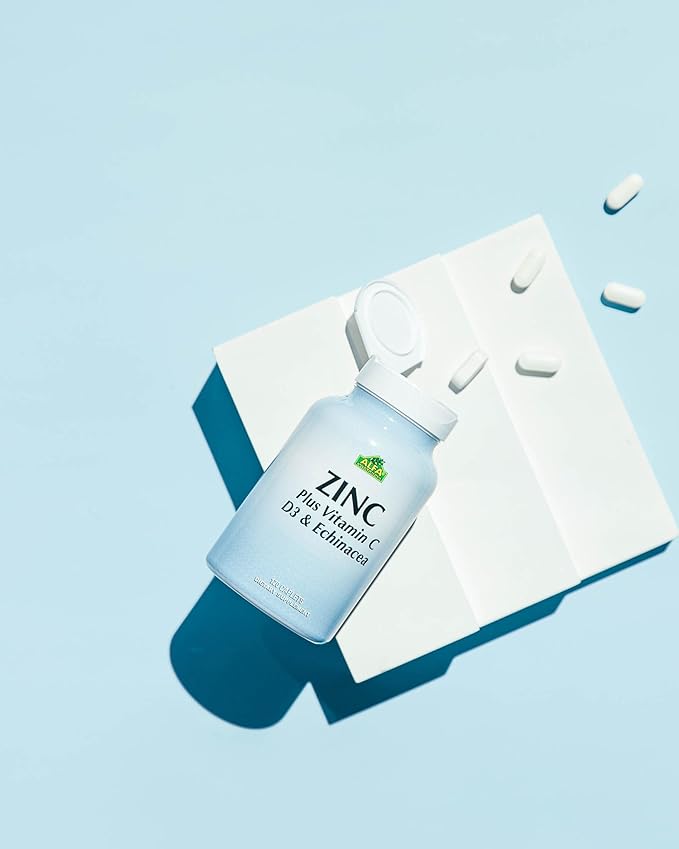 ALFA VITAMINS Zinc + Vitamin C, D3 & Echinacea Supplements, Immune Support Formula with Enhanced Absorption, Supports Bone Health, Immune Function, and Antioxidant Protection, 120 Caplets