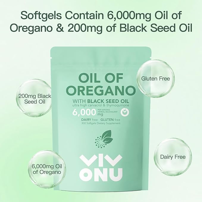 Oil of Oregano Capsules & Vitamin D3 10000 iu Plus K2 (MK-7) 200 mcg, 300 Coconut Oil Softgels