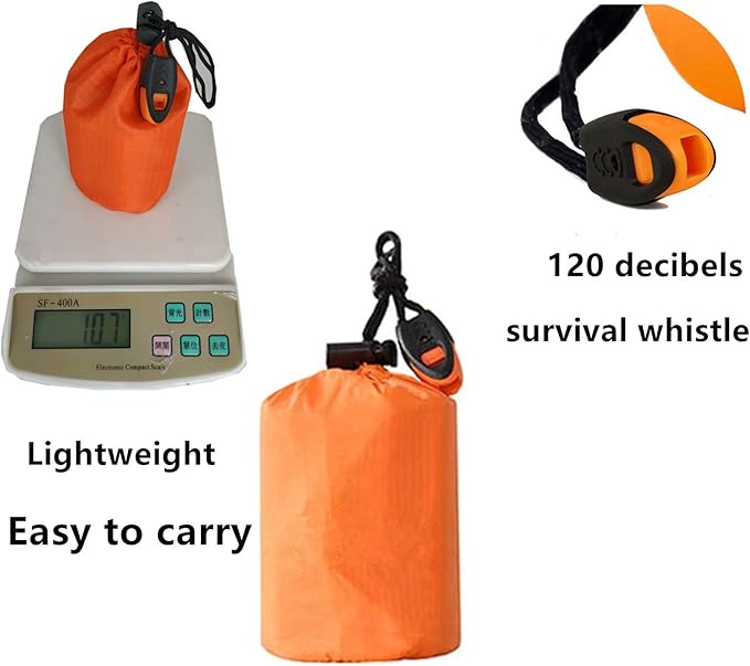 2-Person Emergency Sleeping Bag, Ultra Lightweight Waterproof Thermal Bivy Sack Cover, XL Emergency Shelter Survival Kit for Hiking Outdoor Camping …