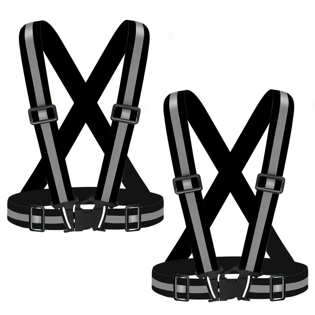 Fepdiu Running Reflective Vest for Women Walking at Night,2Pack Jogging Safety Vest with 360° Visibility Reflector Strap(2 Pack Black)