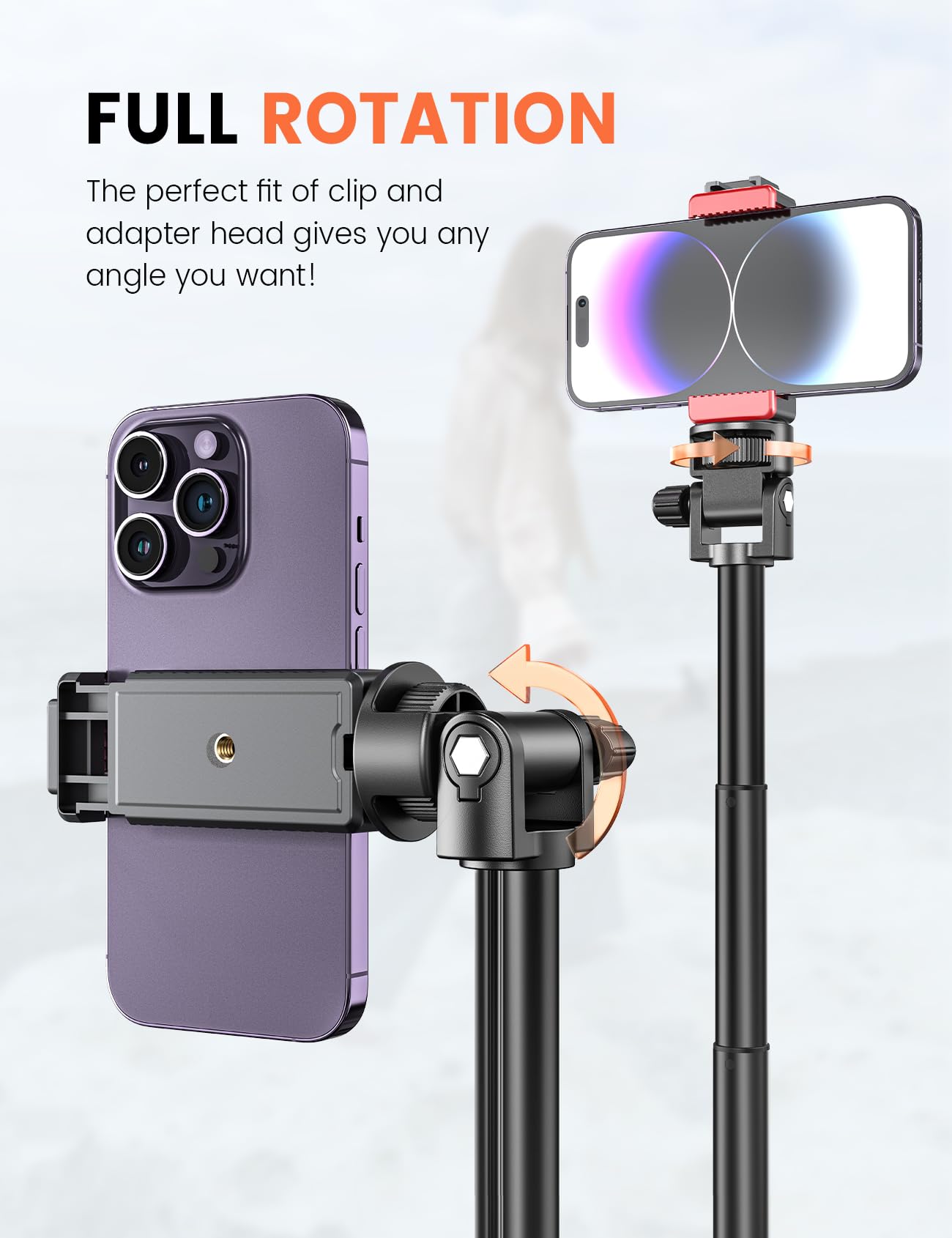 Pnitri 71'' Phone Tripod Stand, Extendable Reinforced Aluminum Phone Stand with Wireless Remote, Stable Cellphone Tripod for iPhone/Smartphones