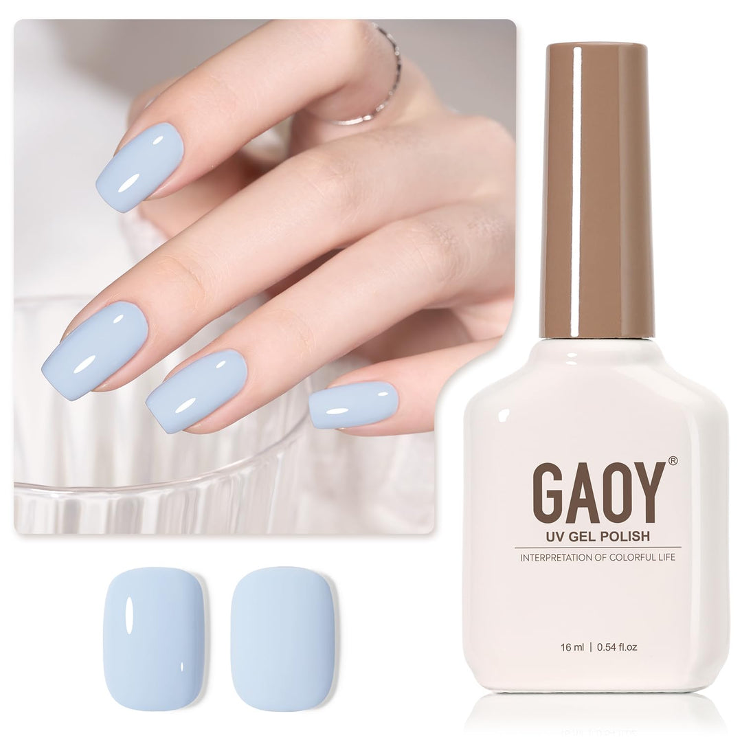 Gaoy Pastel Blue Gel Nail Polish, 16Ml Soak Off Gel Polish, Uv Light Cure For Nail Art Diy Manicure At Home, 1996 Morning Mist