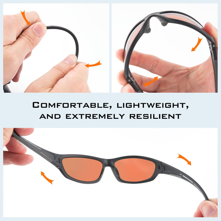 KastKing Hiwassee Polarized Sport Sunglasses for Men and Women, Matte Blackout Frame,Copper Lens