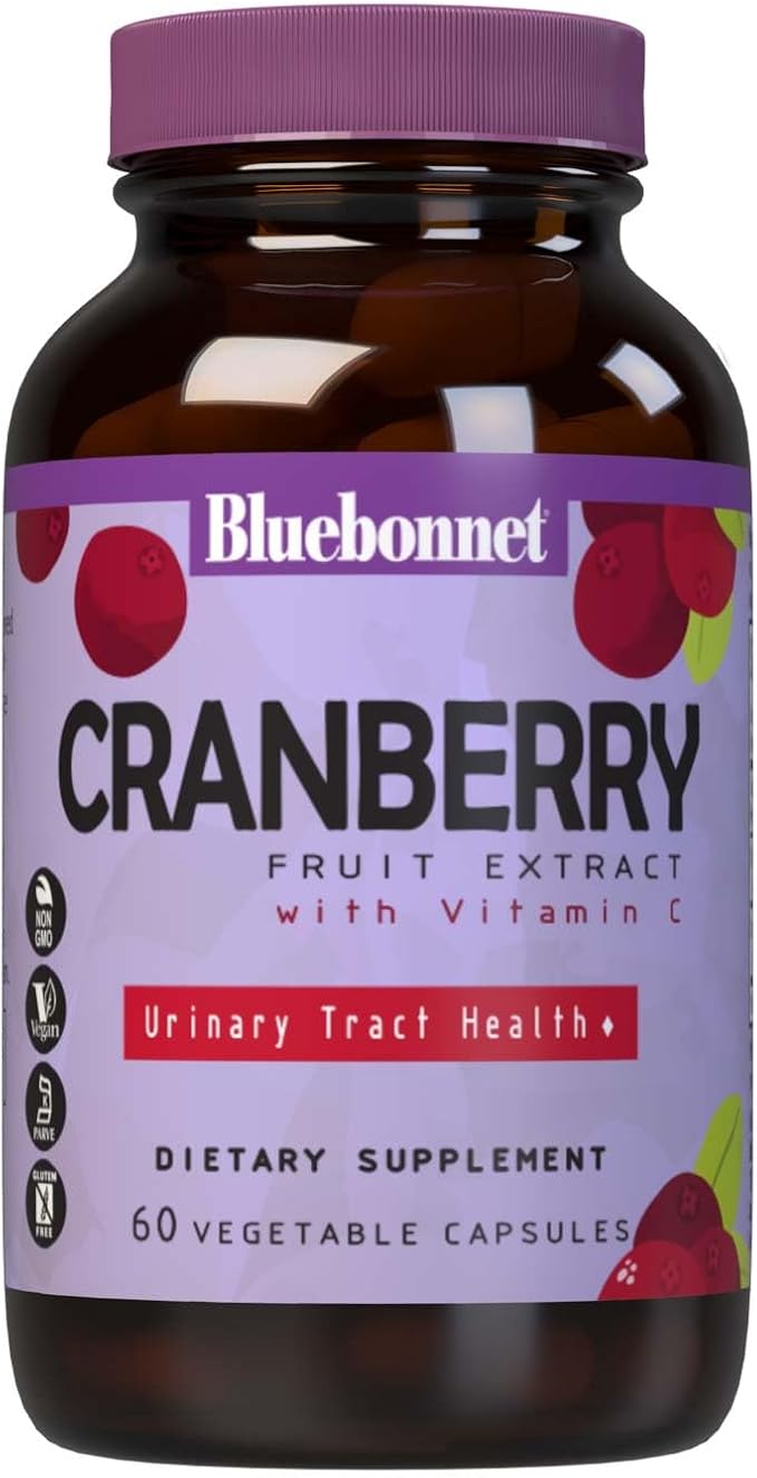 Bluebonnet Nutrition Cranberry Fruit Extract, Urinary Tract Support*, Non-GMO, Kosher-Certified, Vegan, Gluten-Free, Soy-Free, Dairy-Free, 60 Vegetable Capsules, 60 Servings
