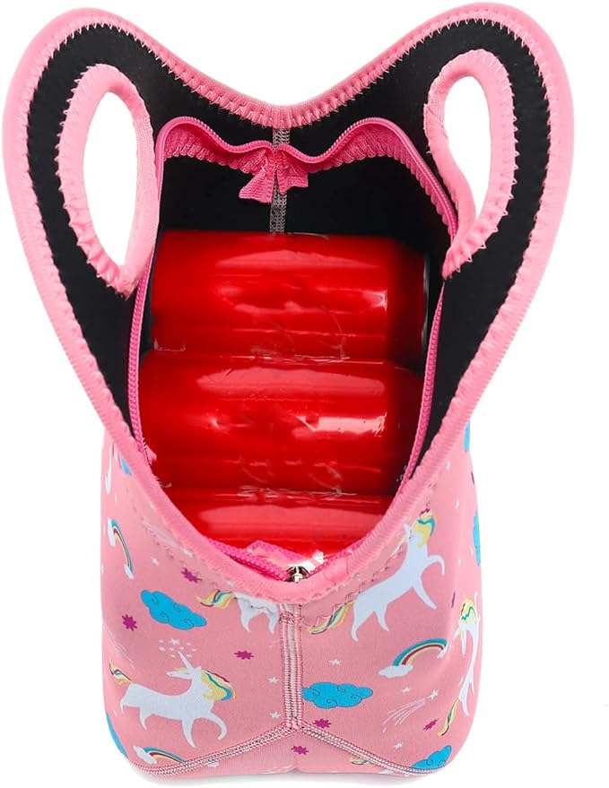 FlowFly Neoprene Lunch Tote Insulated Thermal Reusable Lunch Bag Box for Boys Men with Zipper,Unicorn