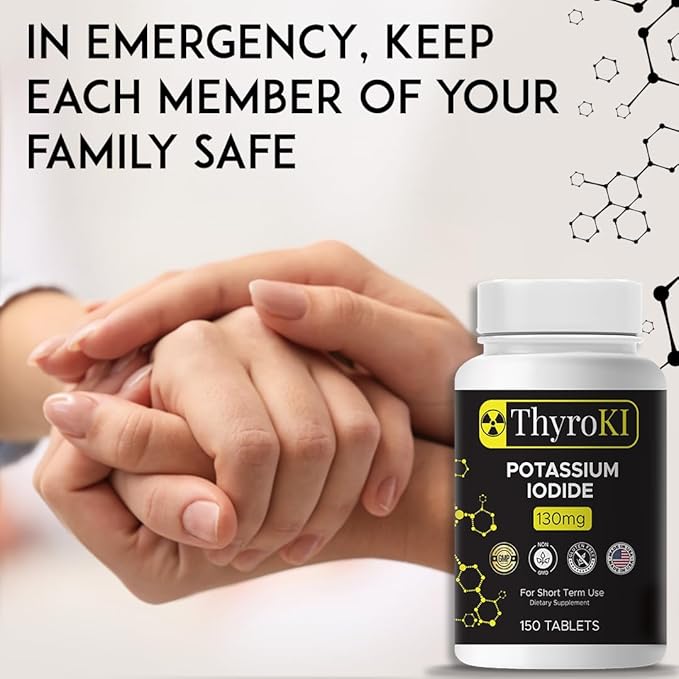 ThyroKI Potassium Iodide Tablets 130 mg (150 Tablets) Thyroid Support Fast Dissolving Tablets | Potassium Iodine Pills YODO Naciente | Emergency Survival Iodine Dietary Supplement | KI Pills Non-GMO