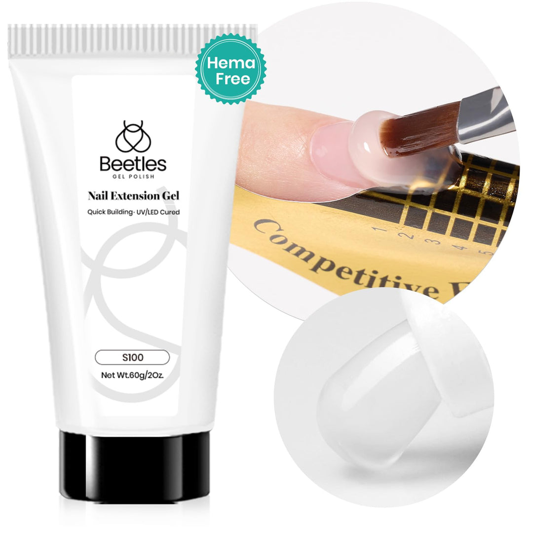 Beetles Hema-Free 60G Nail Gel - Clear Nail Extension Gel Naturally Strengthens Long-Lasting Diy Art