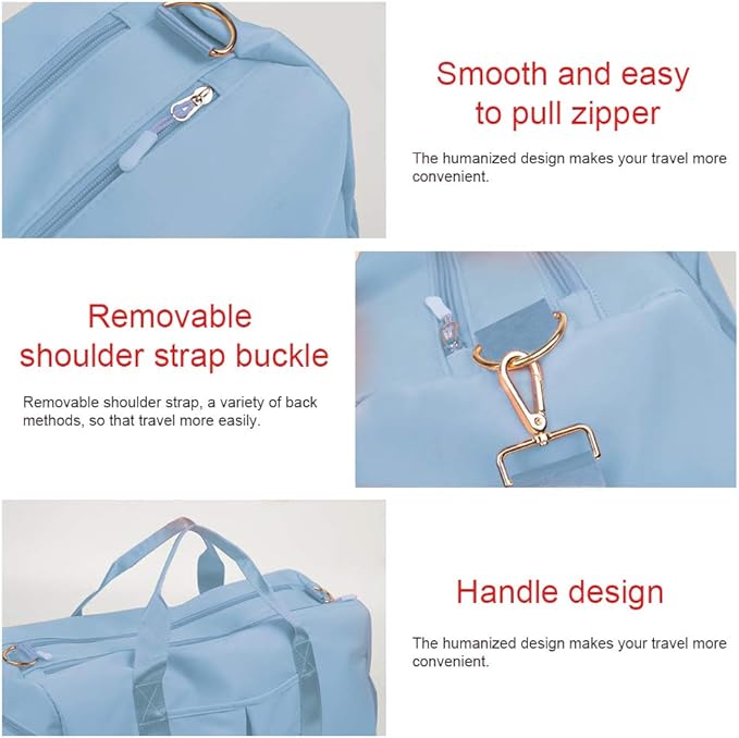 Blackwheel Sports Gym Bag With Shoe Bag Wet Bag Duffle Bag Waterproof Travel Bag for Women Men Light Blue 29L