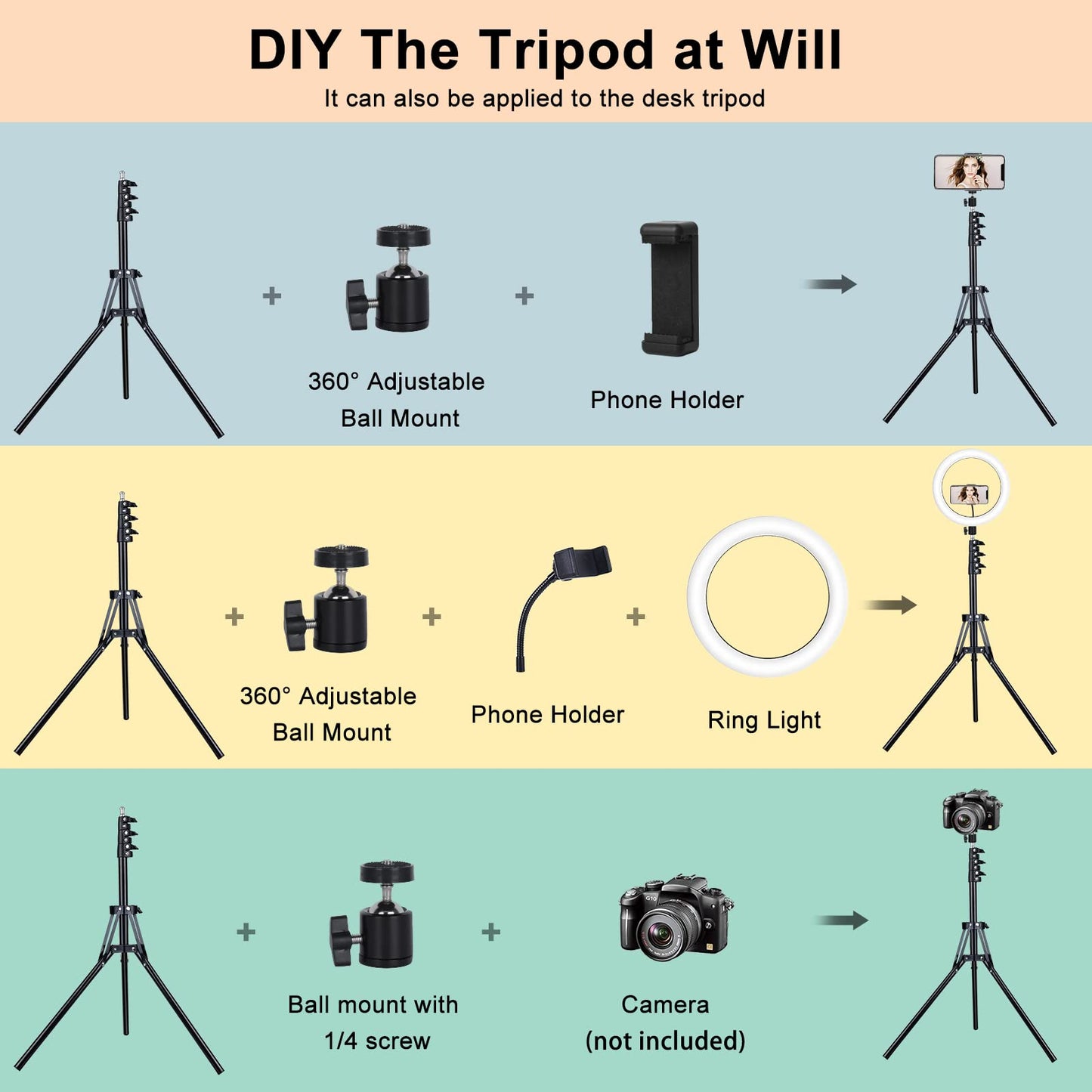 13 inch Ring Light with Tripod Stand & Phone Holder, Selfie Ring Light 63" Tall Extended Tripod Stand LED Circle Ringlight 50 RGB Mode 13 Brightness for Makeup YouTube Video Tiktok Wireless Remote