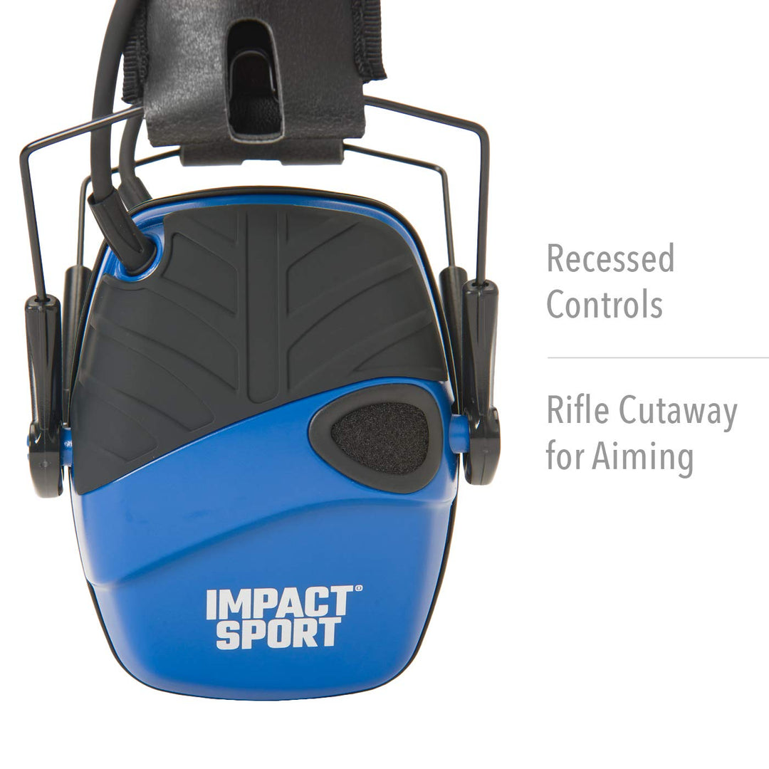 Howard Leight by Honeywell Impact Sport Sound Amplification Electronic Shooting Earmuff, Real Blue