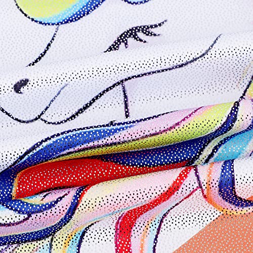 Belovance Dance Leotards for Girls Gymnastics 4t 5t Toddler Baby Girl Child Athletic Sleeveless Gymnastic Biketard Unicorn (Orange Unicorn,4-5 Years)