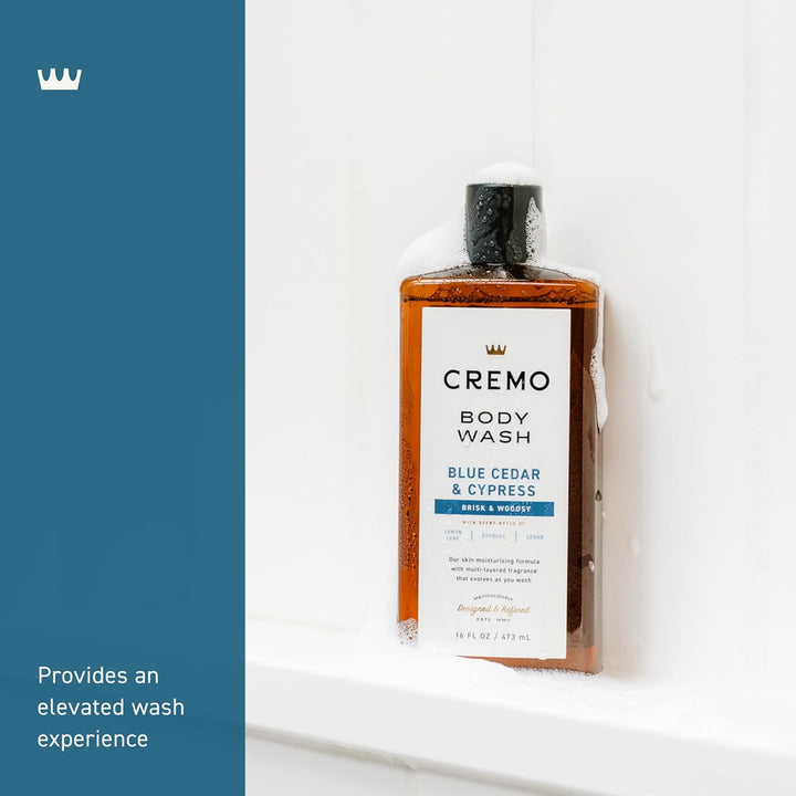 Cremo Body Wash for Men | Woodsy Scent with Lemon Peel & Cedar | 16 Fl Oz