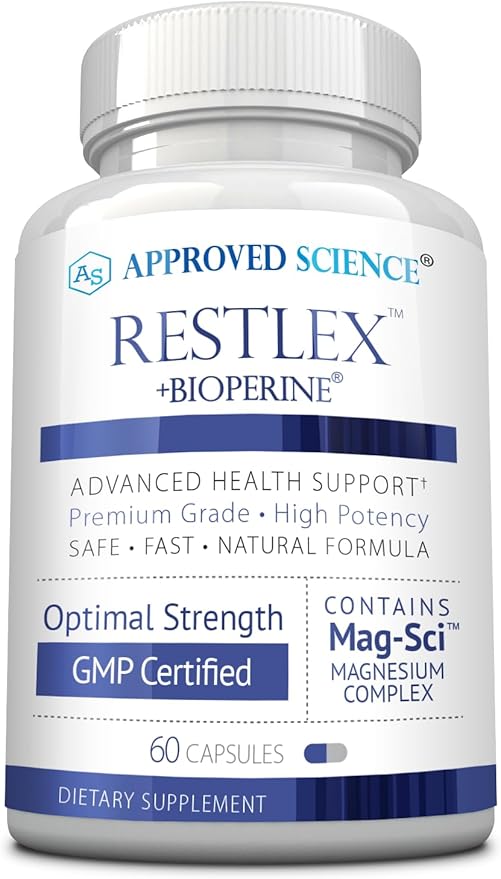Approved Science Restlex - 420 mg Magnesium Glycinate Blend, L-theanine 200 mg - 60 Capsules