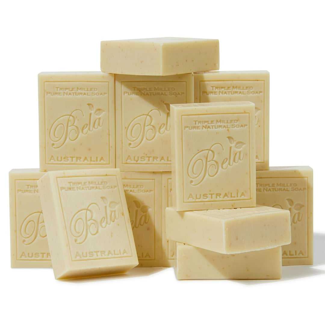 Bela Almond Soap 3.3 Oz Pack Of 12, French Triple Milled Bar Soap With Organic Shea Butter, Hand, Face And Body Wash Bar Made In