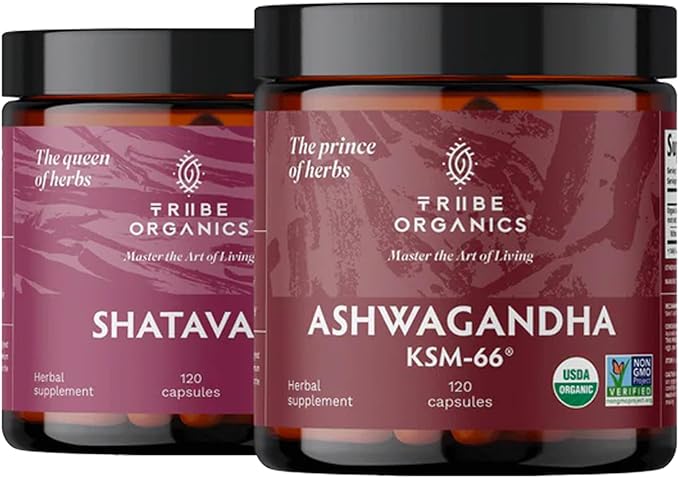 TRIBE ORGANICS Hormonal Wellness Duo - Ashwagandha & Shatavari Capsules - Supports Women’s Wellness and Balance