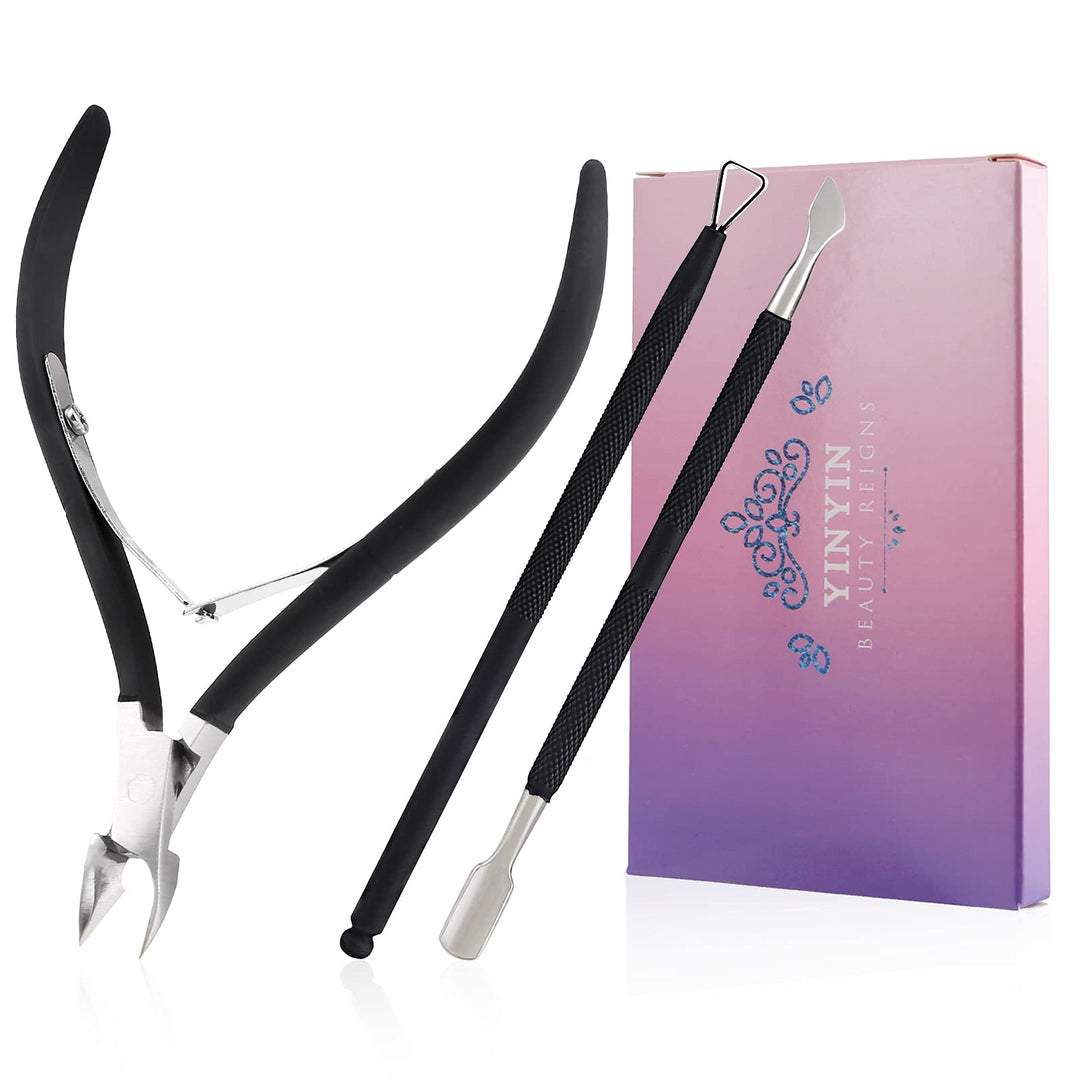 Cuticle Trimmer With Cuticle Pusher And Cutter-Yinyin Cuticle Cutter Cuticle Nipper Professional Stainless Steel Cuticle Clipper
