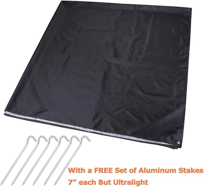 9.8'x9.8' Waterproof Tent Footprint Camping Tarp with 6 Pcs Ultralight Tent Stakes