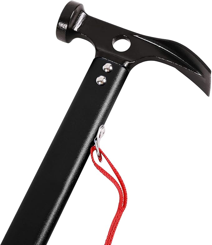 REDCAMP Aluminum Camping Hammer with Hook, 12" Portable Lightweight Multi-Functional Tent Stake Hammer for Outdoor,Black/Red/Orange/Blue