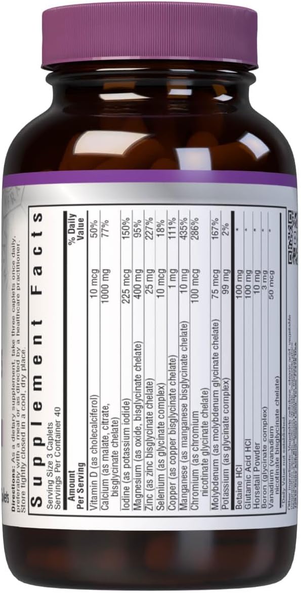 Bluebonnet Nutrition High Potency Chelated Multiminerals (Iron-Free), Albion Chelated Minerals, Soy-Free, Gluten-Free, Non-GMO, Kosher Certified, Dairy-Free, 120 Caplets, 40 Servings