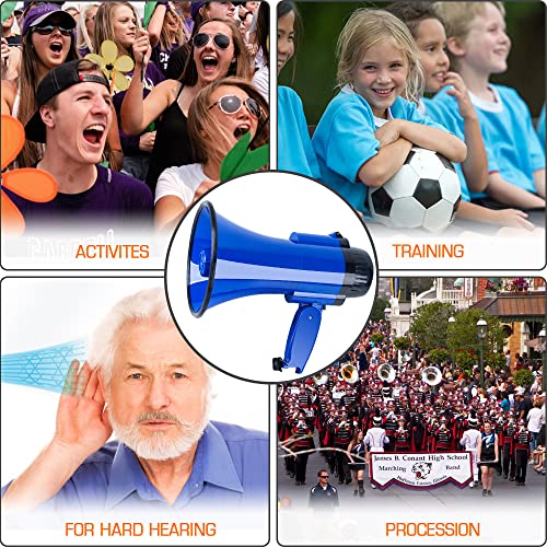 30 Watt Power Portable Megaphone Bullhorn Speaker Voice, Siren/Alarm and 240S Recording with Volume Control and Strap (Blue)