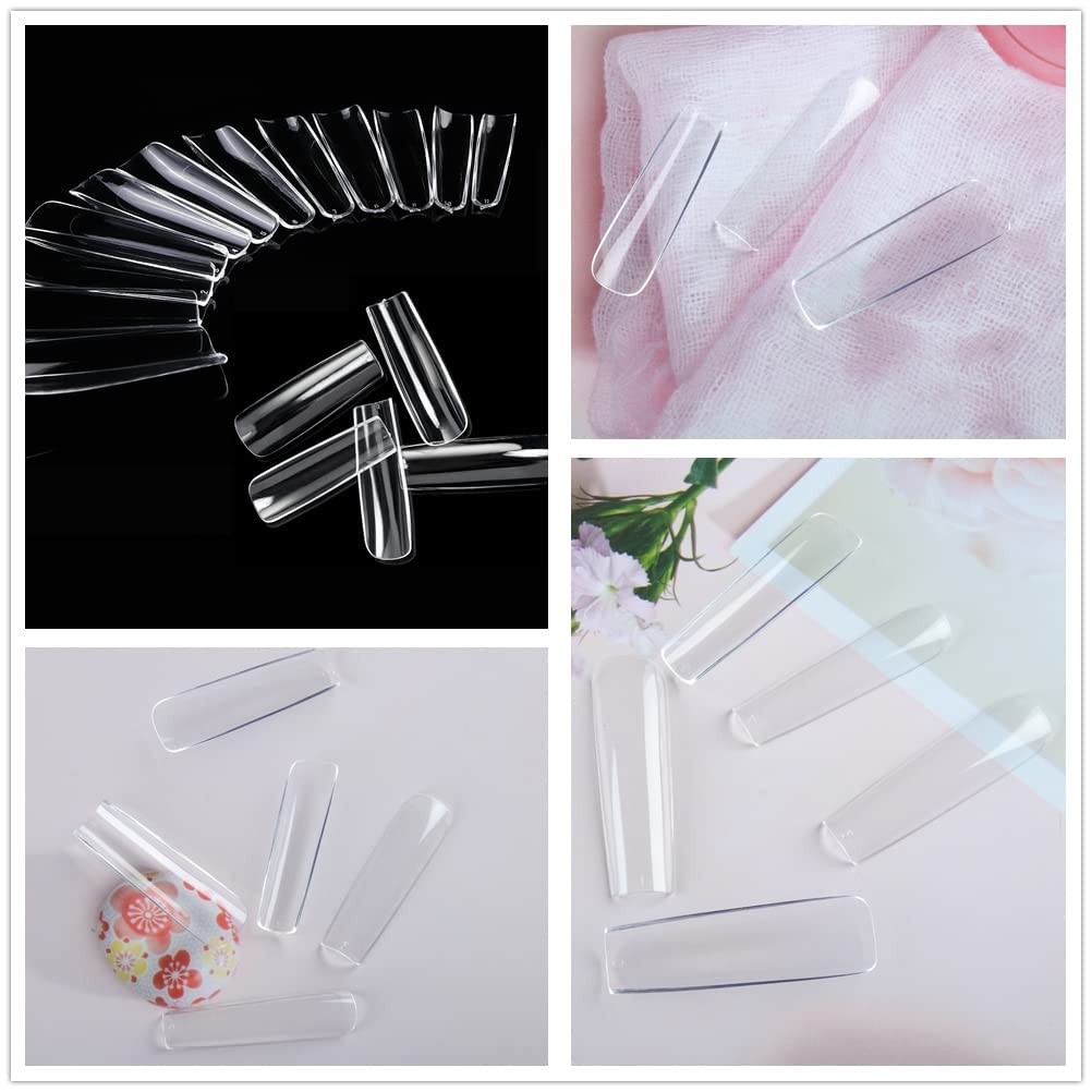 XXL Square Gel Nail Tips | 120 PCS Extra Long | No C Curve | DIY Home Use