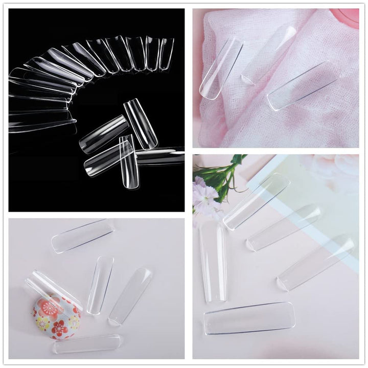 XXL Square Gel Nail Tips | 120 PCS Extra Long | No C Curve | DIY Home Use