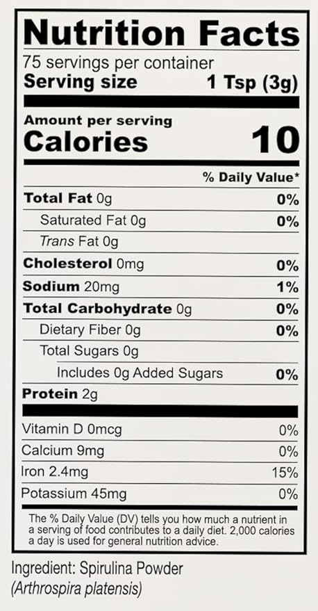 Anthony's California Spirulina Powder, 8 oz, Product of USA, Gluten Free, Non GMO