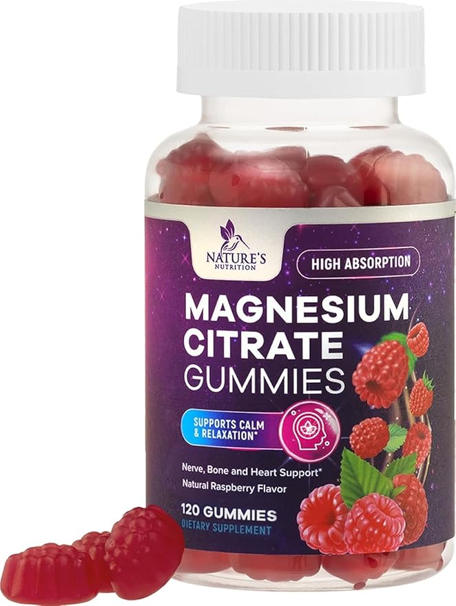 Magnesium Gummies Supplement - High Absorption Magnesium Citrate Supplement for Adults & Kids - Nature's Calm Magnesio Gummy Dietary Supplements for Bone, Muscle Health, Heart Support - 120 Gummies