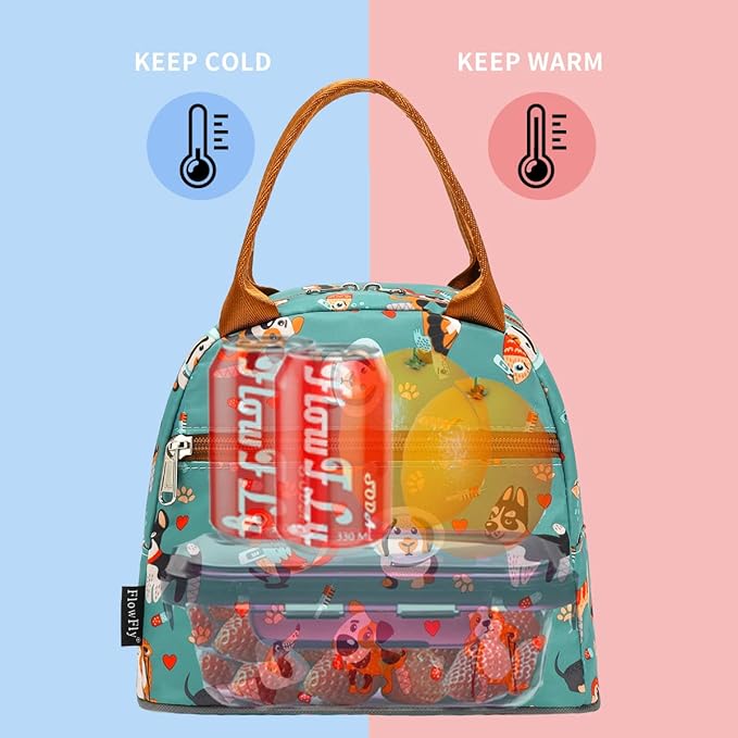 FlowFly Insulated Lunch Cooler Bag - Tote Bag Organizer for Women/Men, Dog