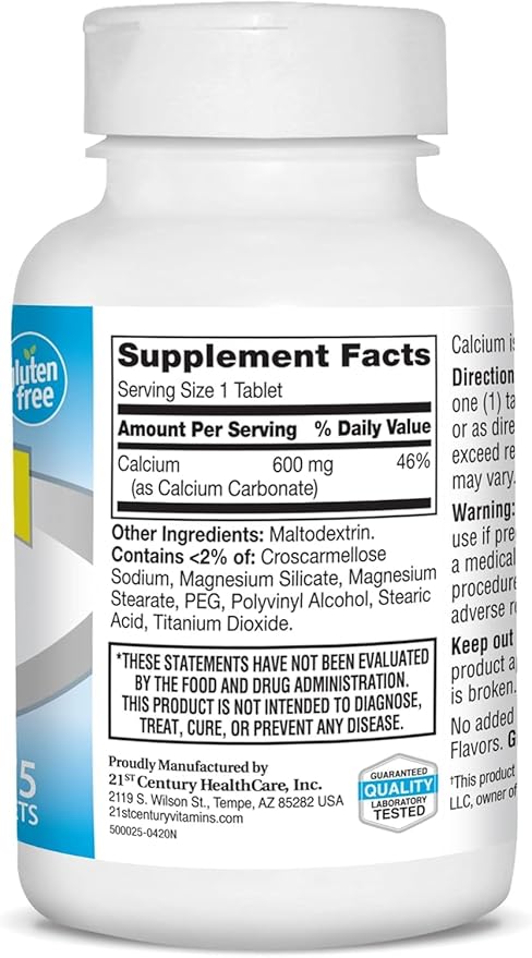 21st Century Calcium Supplement, 600 mg, 75 Count
