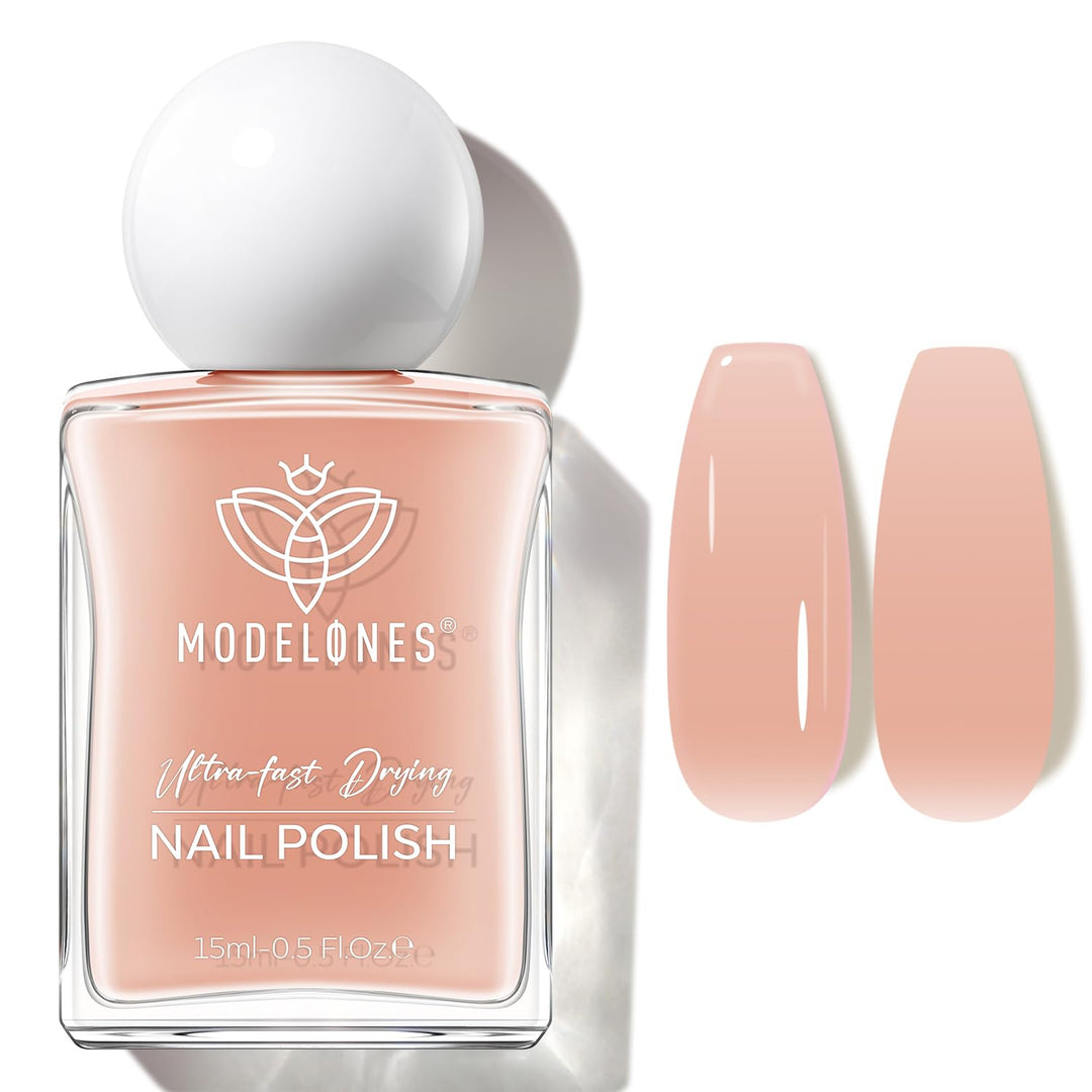 modelones Sheer Nude Nail Polish, 15 ml Jelly Nail Polish Clear Translucent Pink Quick Dry Nail Lacquer Strengthener Long Last Finger Toe Nail Art DIY Manicure Gift for Women Girls 0.5 Fl Oz