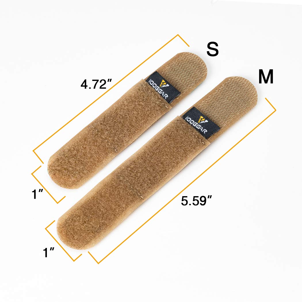IDOGEAR Tactical Fastening Binding Strap Hook & Loop Reusable Strap (Coyote Brown, Small(2 pcs)+Medium(2 pcs)