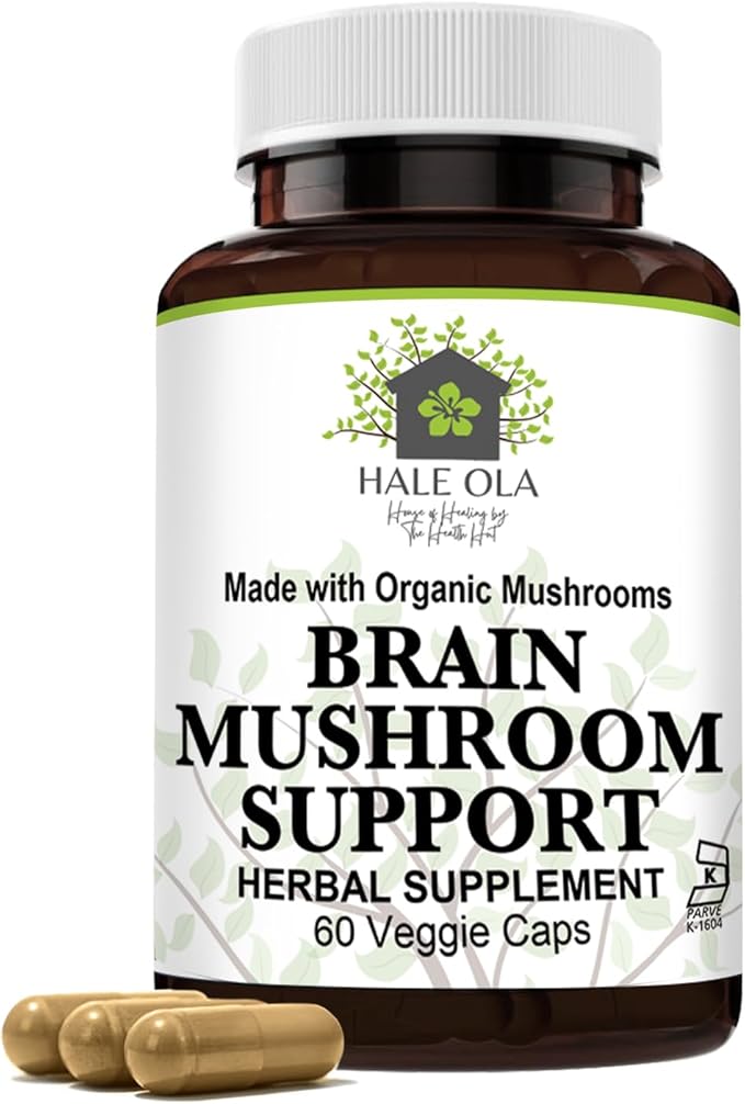 Brain Mushroom Support – Non-GMO & Kosher Certified Supplement with Potent Mushroom Blend for Enhanced Mental Clarity, Energy, Focus, Memory Function & Cognitive Health