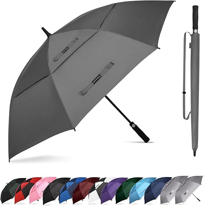 Auto Open Golf Umbrellas 62/68/72 Inch Extra Large Oversize for Business & Home, Ventilated Double Canopy Windproof Waterproof Stick Umbrella for Rain & strong wind