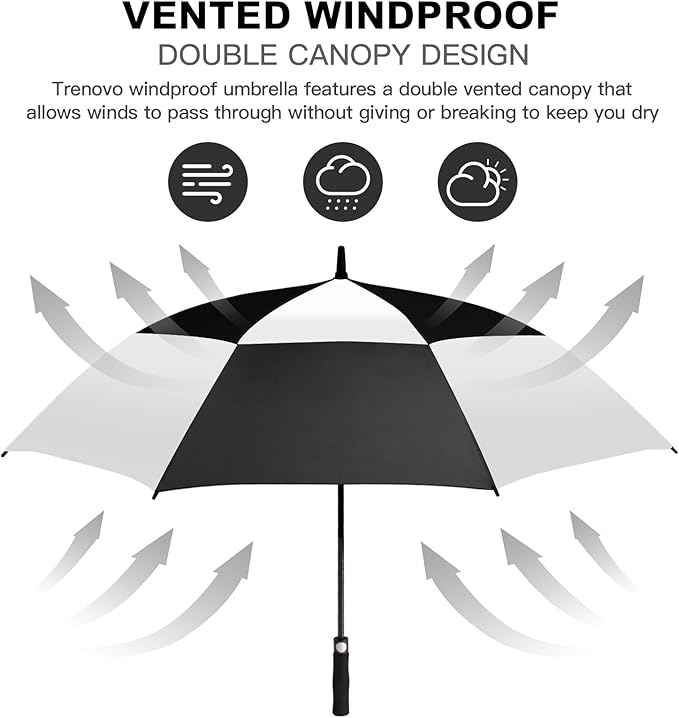 Auto Open Golf Umbrellas 62/68/72 Inch Extra Large Oversize for Business & Home, Ventilated Double Canopy Windproof Waterproof Stick Umbrella for Rain & strong wind
