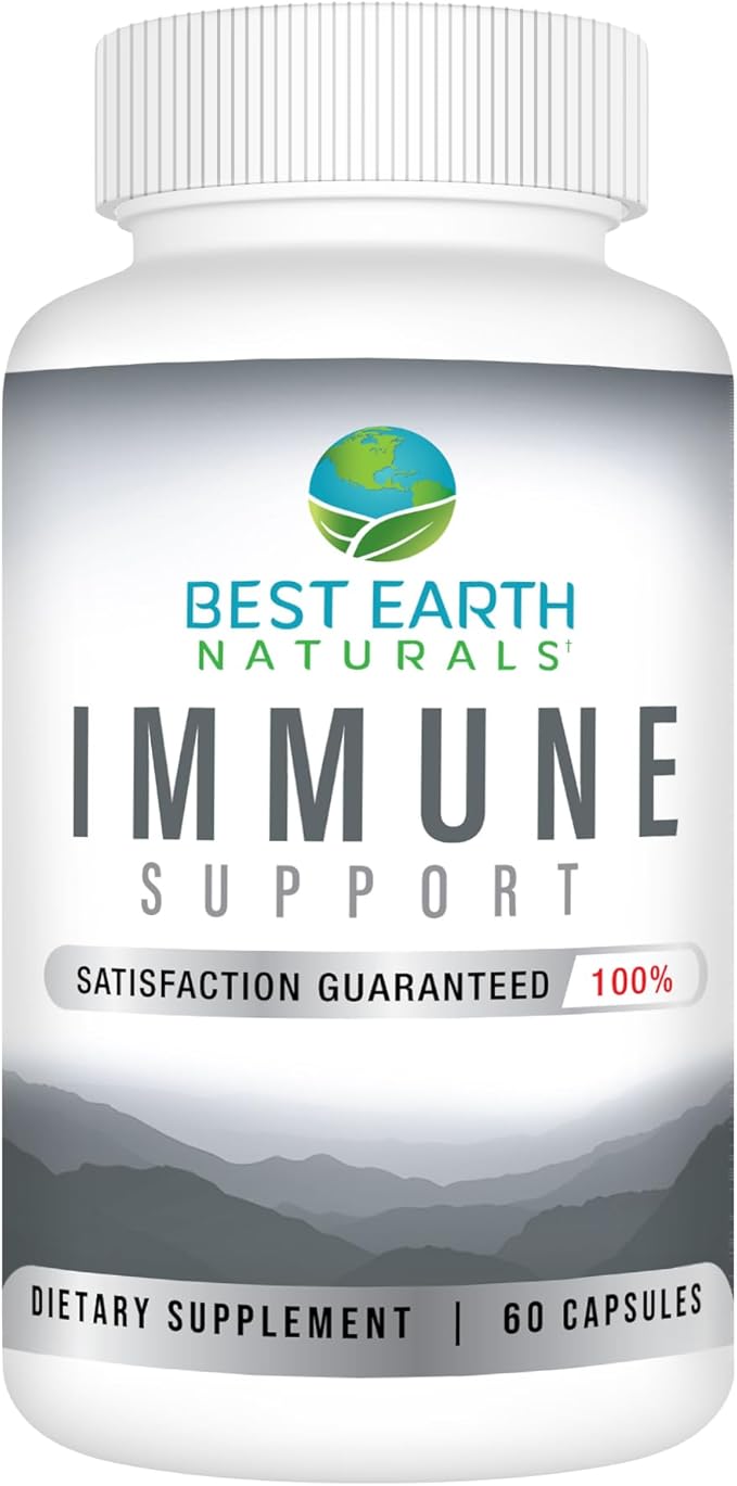 Best Earth Naturals Immune Support Supplement - Multi Vitamins for Adults with Vitamin C 30mg, Vitamin E 30 Iu, Turmeric, Mushroom, Garlic Supplement & More - 60 Capsules