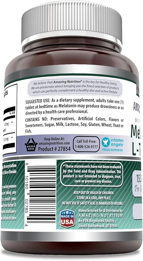 Amazing Formulas Melatonin 10 Mg Plus L-Theanine 5.5 Mg Supplement | 120 Tablets | Non-GMO | Gluten Free | Made in USA | Pack of 2