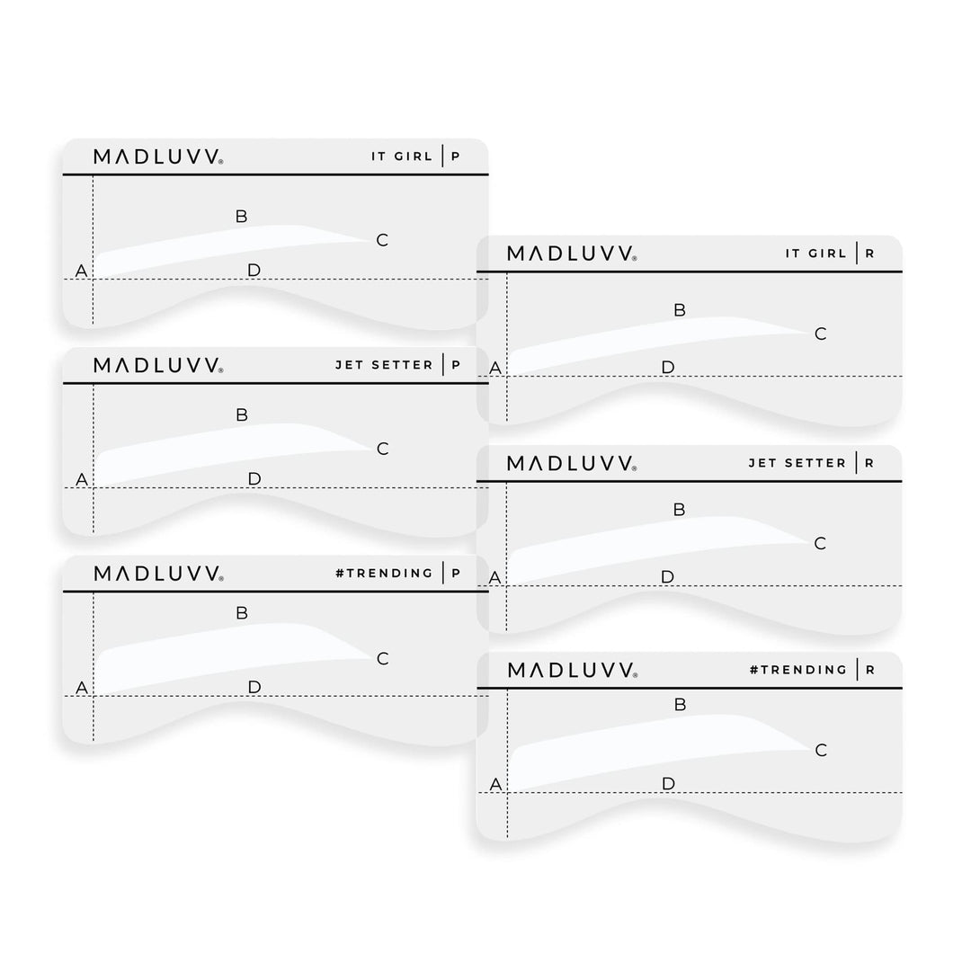 Madluvv Eyebrow Shaper Stencils, Reusable Brow Mapping Template For Pmu Professionals, Semi-Permanent Makeup Mapping, 6 Stencils
