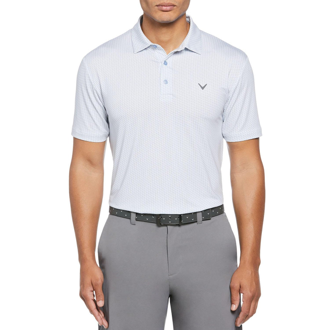 Callaway Men's Performance Short Sleeve Golf Polo (XX-Large, White Chambray)